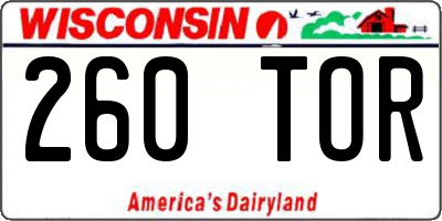 WI license plate 260TOR