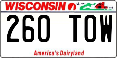 WI license plate 260TOW