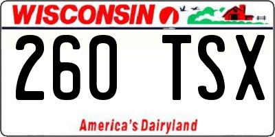 WI license plate 260TSX