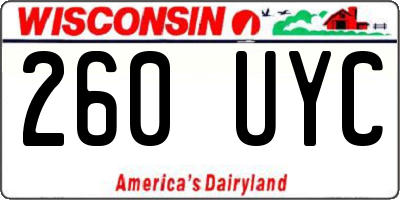 WI license plate 260UYC