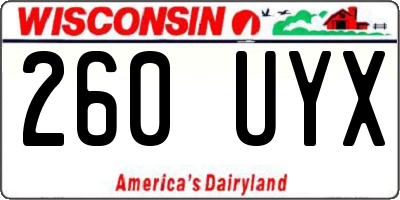 WI license plate 260UYX