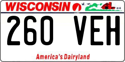 WI license plate 260VEH
