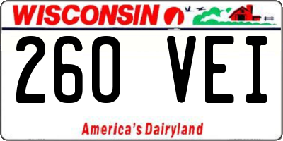 WI license plate 260VEI