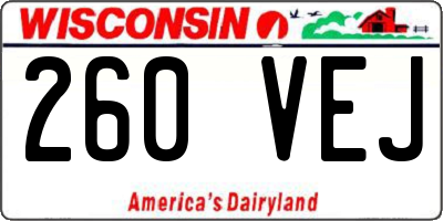 WI license plate 260VEJ
