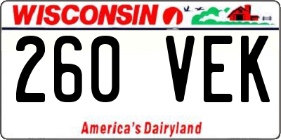 WI license plate 260VEK