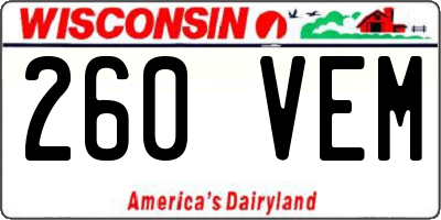 WI license plate 260VEM