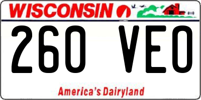 WI license plate 260VEO