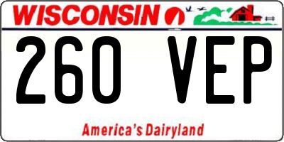 WI license plate 260VEP