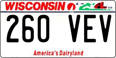 WI license plate 260VEV