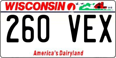 WI license plate 260VEX