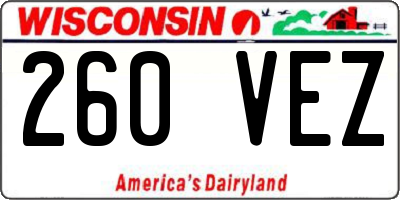 WI license plate 260VEZ
