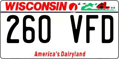 WI license plate 260VFD