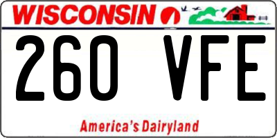 WI license plate 260VFE