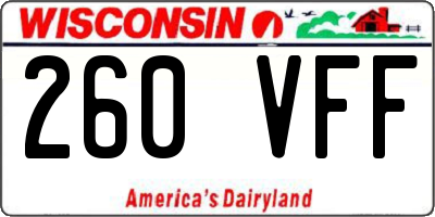 WI license plate 260VFF