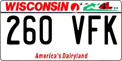 WI license plate 260VFK