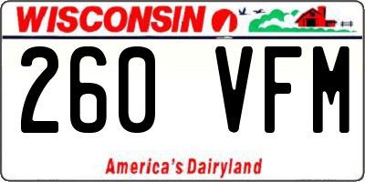 WI license plate 260VFM
