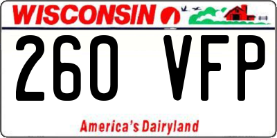 WI license plate 260VFP
