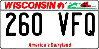 WI license plate 260VFQ