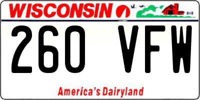 WI license plate 260VFW