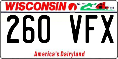 WI license plate 260VFX