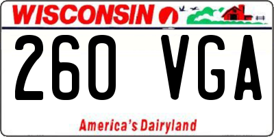 WI license plate 260VGA