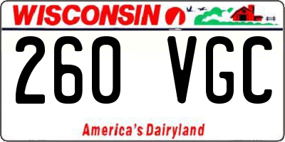 WI license plate 260VGC