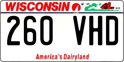 WI license plate 260VHD