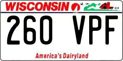WI license plate 260VPF