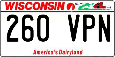 WI license plate 260VPN