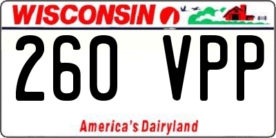WI license plate 260VPP