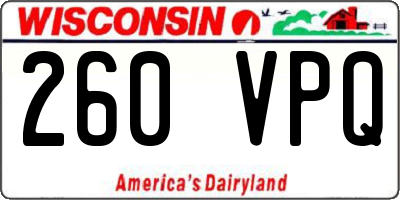 WI license plate 260VPQ