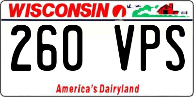 WI license plate 260VPS