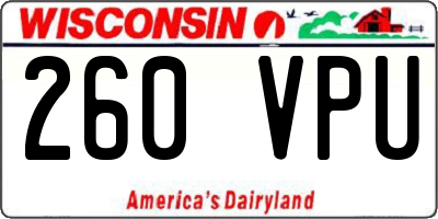 WI license plate 260VPU