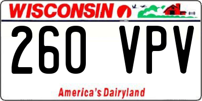 WI license plate 260VPV