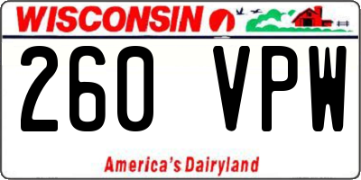 WI license plate 260VPW