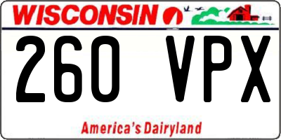 WI license plate 260VPX
