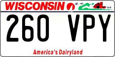 WI license plate 260VPY