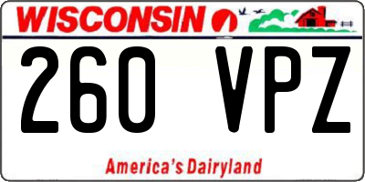 WI license plate 260VPZ