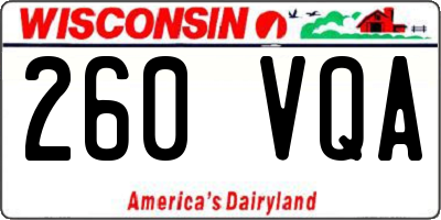 WI license plate 260VQA