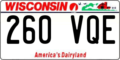 WI license plate 260VQE