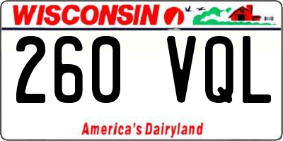 WI license plate 260VQL