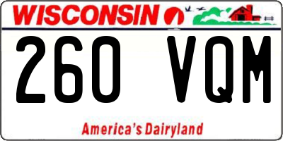 WI license plate 260VQM