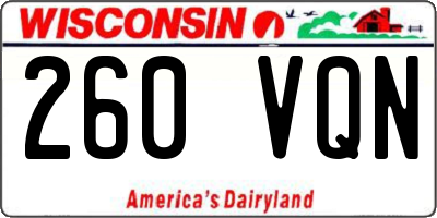 WI license plate 260VQN