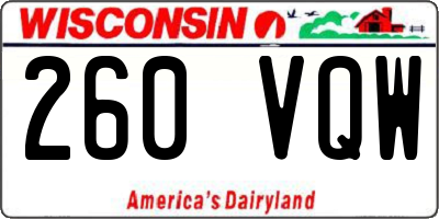 WI license plate 260VQW