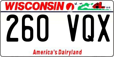 WI license plate 260VQX