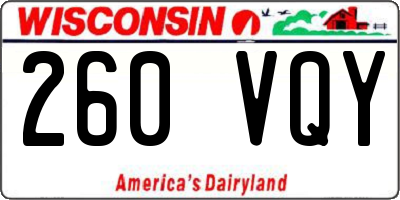 WI license plate 260VQY