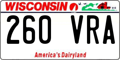 WI license plate 260VRA