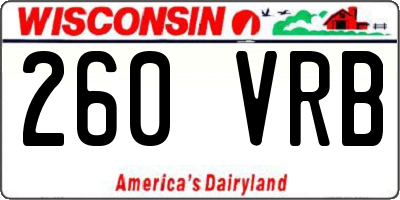 WI license plate 260VRB