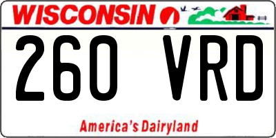 WI license plate 260VRD
