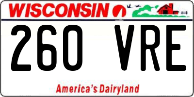 WI license plate 260VRE